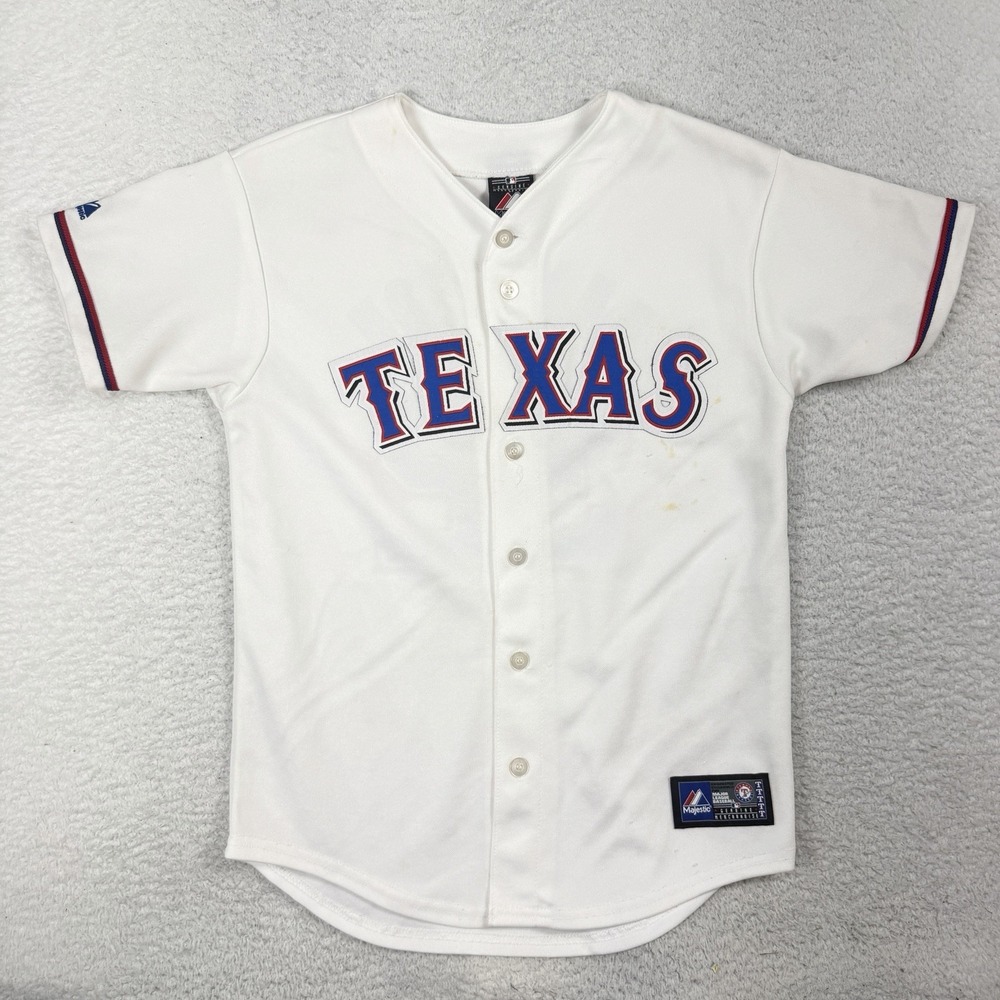 VTG Majestic Josh Hamilton Texas Rangers 32 Jersey Youth Large White Vintage